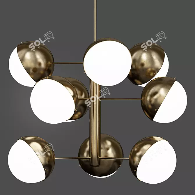 Stilnovo Brass Opaline Glass Chandelier 3D model image 1