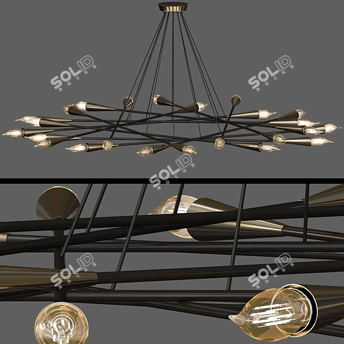 Vintage Italian Chandelier: Grand-Scaled 24-Light 3D model image 1