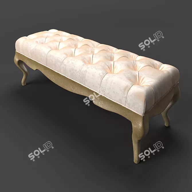 Venezia Velvet Bench: Elegant Silver Finish 3D model image 1