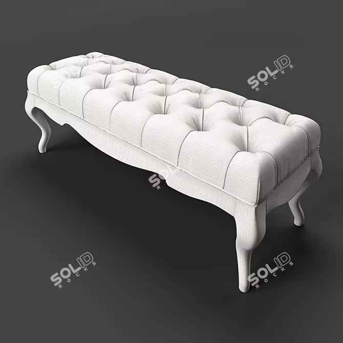 Venezia Velvet Bench: Elegant Silver Finish 3D model image 2