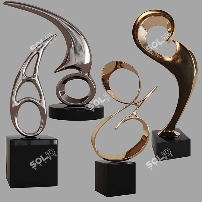 Abstract Bronze Sculptures by Bob Bennett 3D model image 1