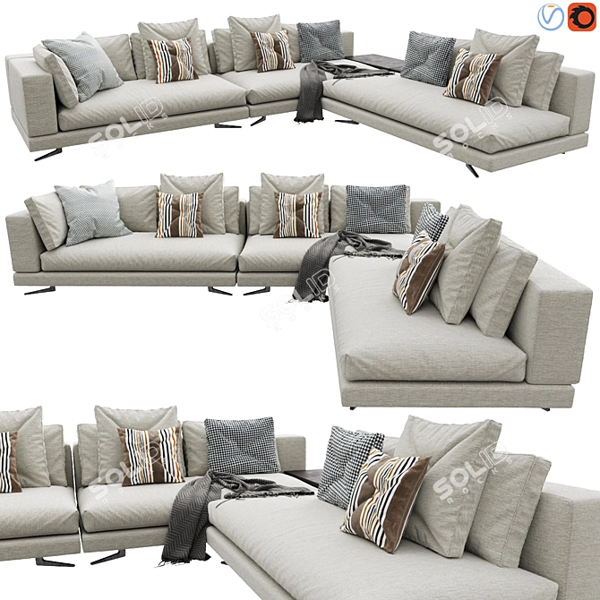 Modern White Minotti Sofa Arrangement 3D model image 1