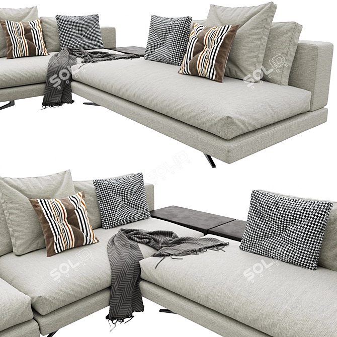 Modern White Minotti Sofa Arrangement 3D model image 2