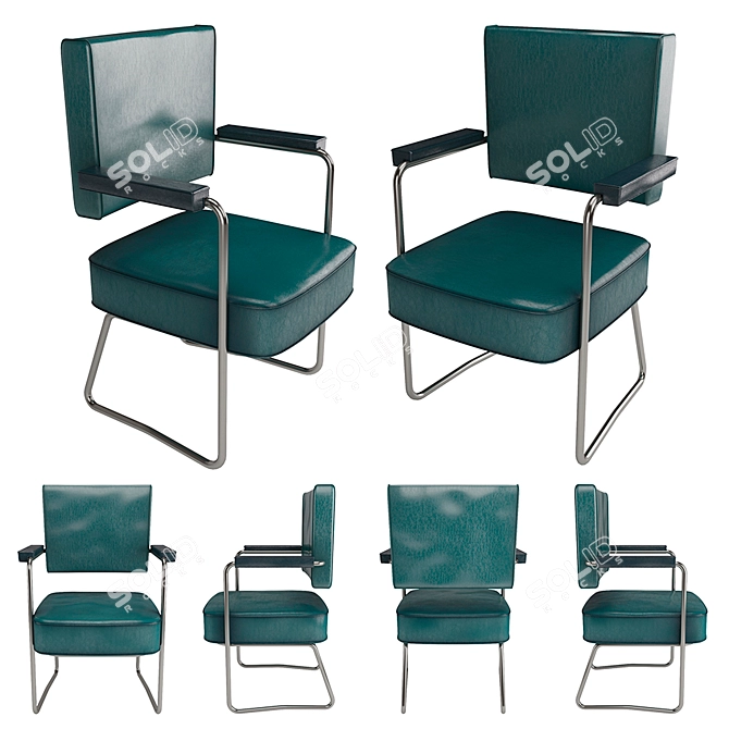 Title: Vintage Roneo Office Chair (1950s) 3D model image 1