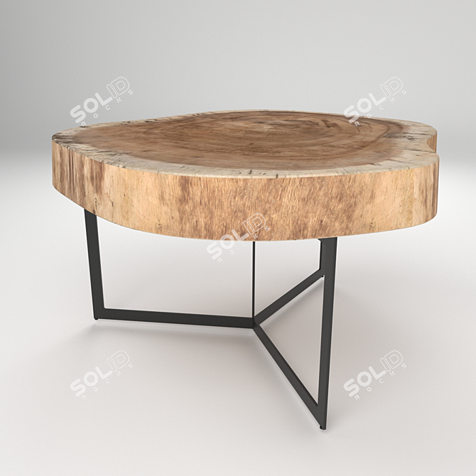 Rustic Wood Trunk Coffee Table 3D model image 1