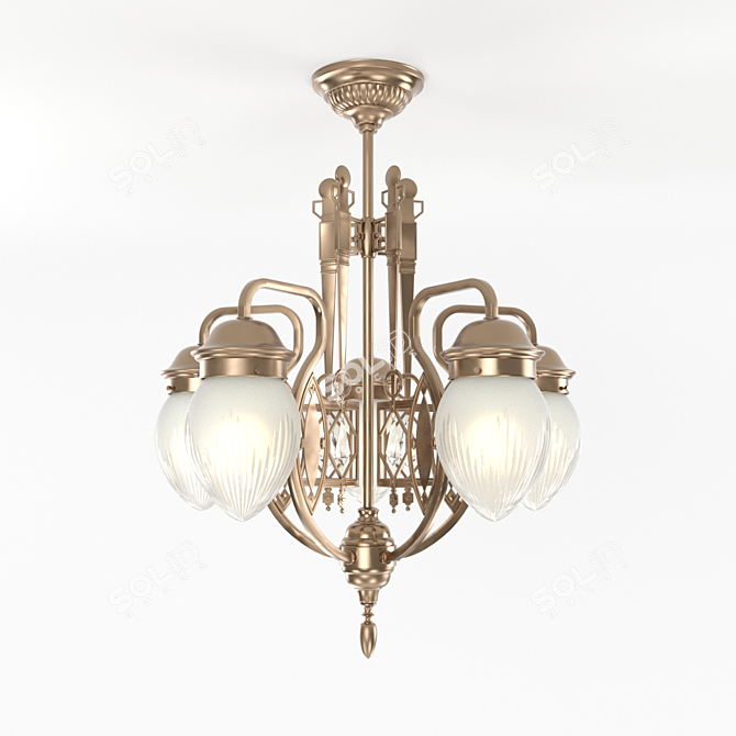 Pannon Brass 5-Light Chandelier 3D model image 1