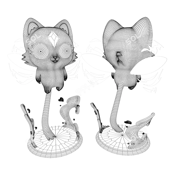 Fairy Cat Figurine - Magical 3D Statue - 52K Polys! 3D model image 2