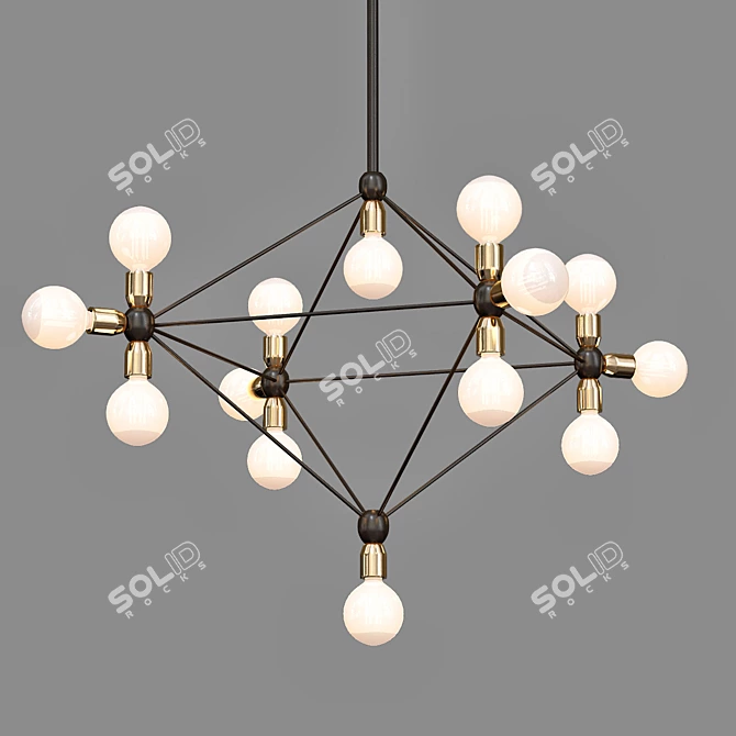 14-Light Modo Milk Chandelier 3D model image 1