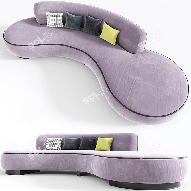 Sleek Serpentine Sofa: Vladimir Kagan Masterpiece 3D model image 2