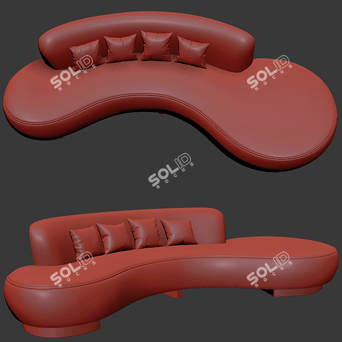 Sleek Serpentine Sofa: Vladimir Kagan Masterpiece 3D model image 3