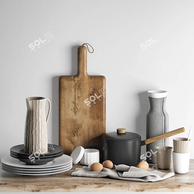 Detailed Kitchen Decoration Set 3D model image 2