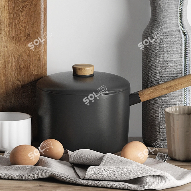 Detailed Kitchen Decoration Set 3D model image 3