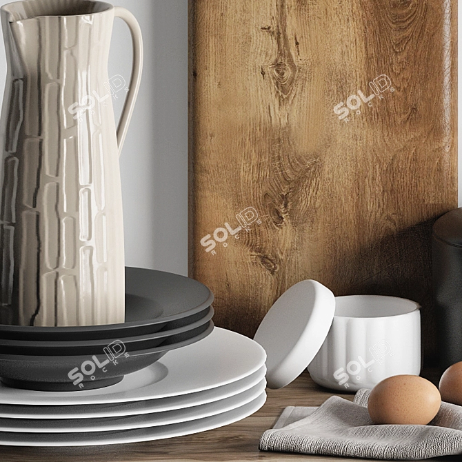 Detailed Kitchen Decoration Set 3D model image 1