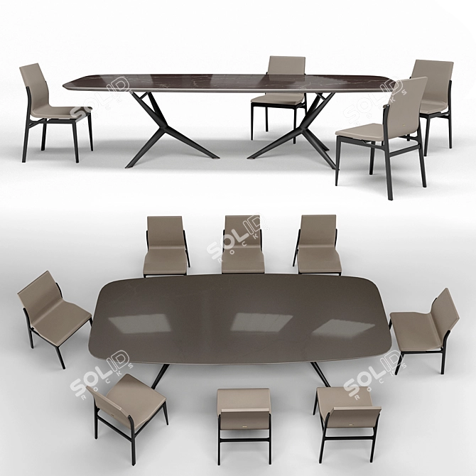 Sleek Cattelan Italia Atlantis Table & Ginevra Chair Set 3D model image 1