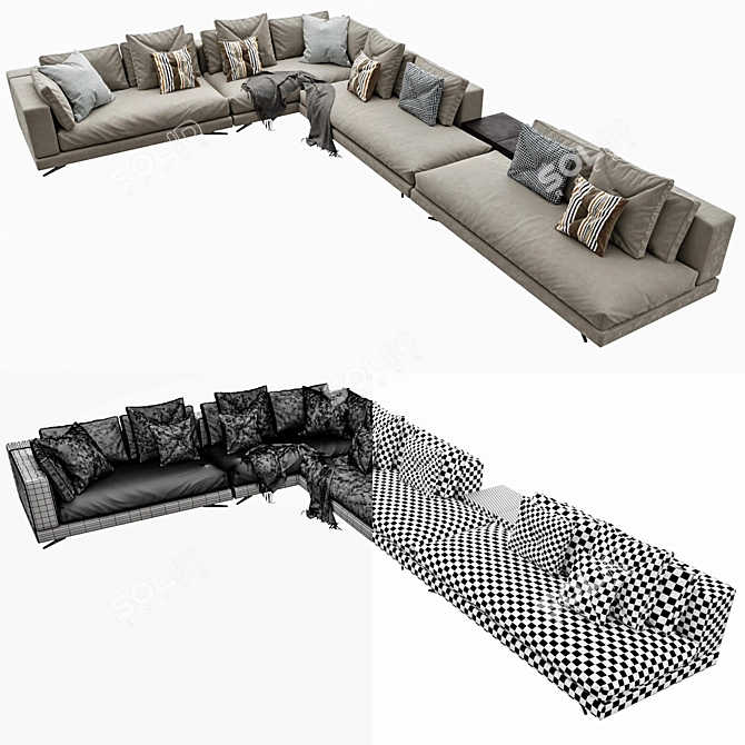 Sleek White Armrest Sofa: Minotti Arrangement 11 3D model image 3