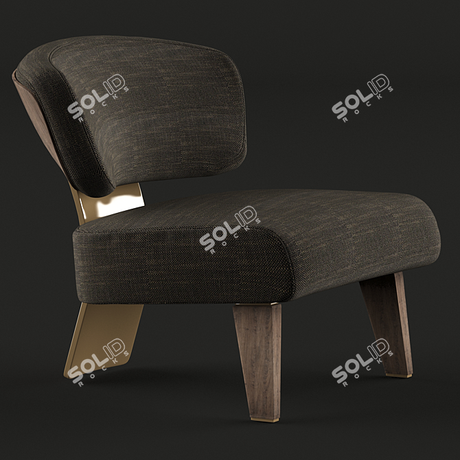 Elegant Wood Armchair: Creed 3D model image 2