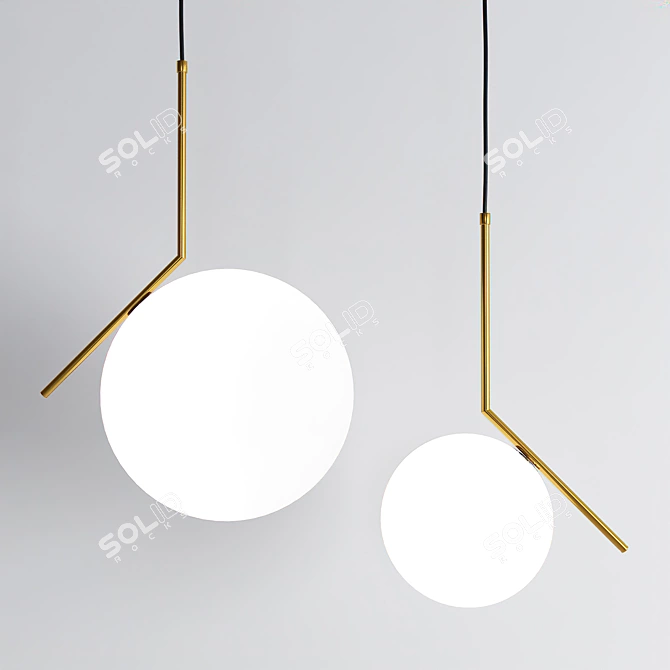 MoonLight E27 Pendant Lamp 200mm - White Shade, Gold/Nickel Fixture 3D model image 1