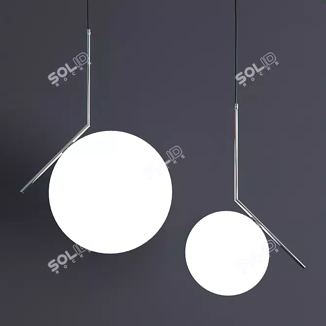 MoonLight E27 Pendant Lamp 200mm - White Shade, Gold/Nickel Fixture 3D model image 2