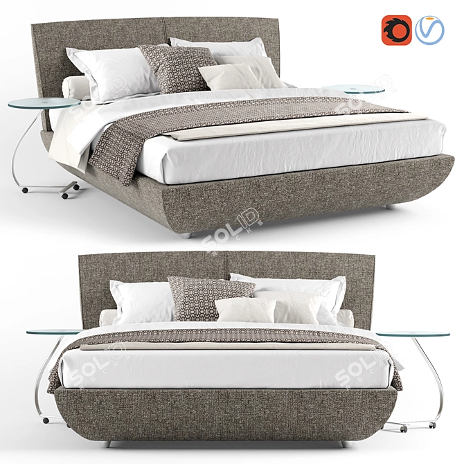 Ruf Betten RIVA Bed: Stylish Comfort for your Bedroom 3D model image 1