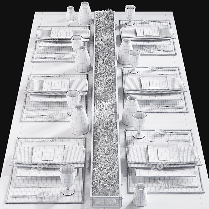 Modern Kitchen Serving Table 3D model image 3