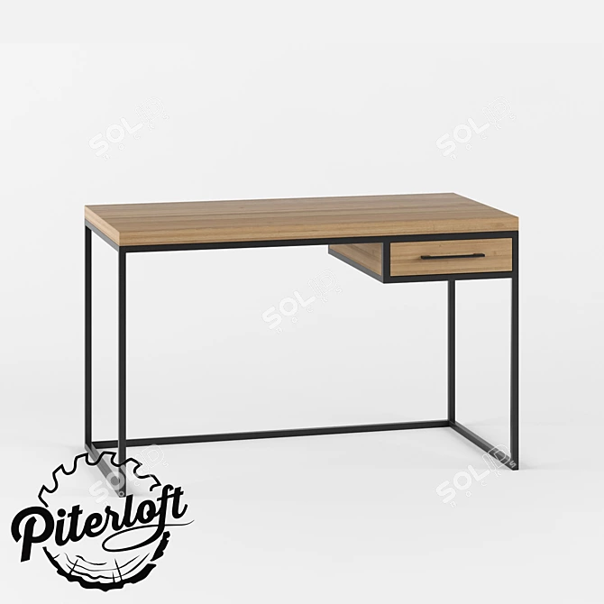 Vintage Industrial Donnington Desk 3D model image 1