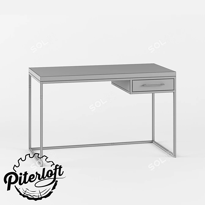 Vintage Industrial Donnington Desk 3D model image 2