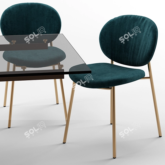 Elegant Ines Dining Chair & Berlin Table 3D model image 2