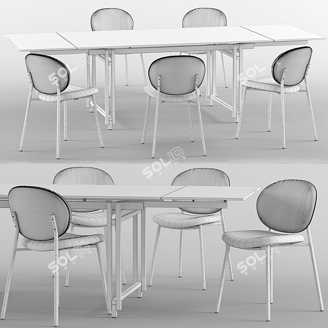 Elegant Ines Dining Chair & Berlin Table 3D model image 3