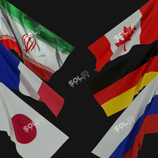 Animated Flags Pack: 12 Flags, 3 Animations 3D model image 3