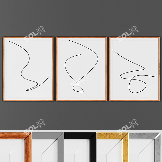 Abstract Black and White Picture Set 3D model image 1