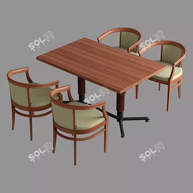 Italian Walnut Cafe and Bar Table Set 3D model image 1