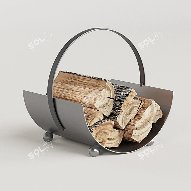 Burnished Steel Log Rack 3D model image 4