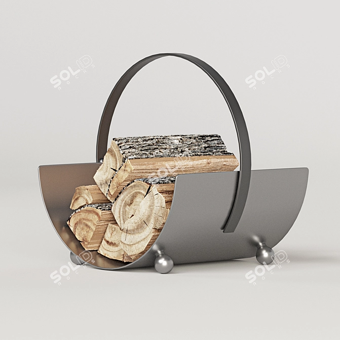 Burnished Steel Log Rack 3D model image 5