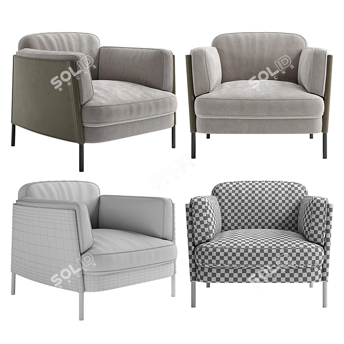 Elegant Minotti Shelley Armchair 3D model image 2