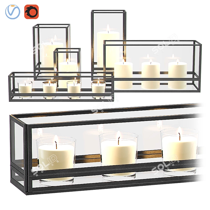 Elegant Jasper Candle Holders 3D model image 1