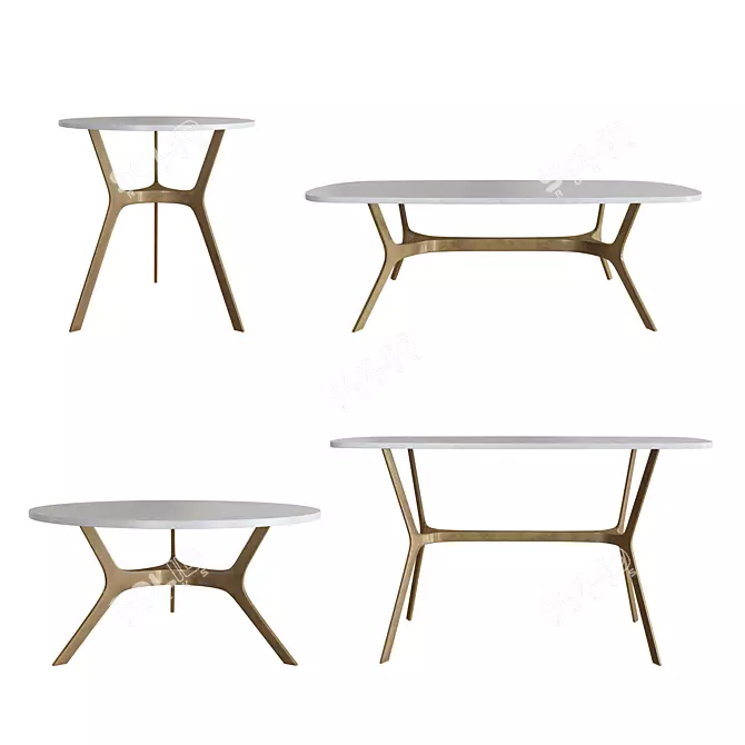 Elegant Elke Marble Side Table 3D model image 1