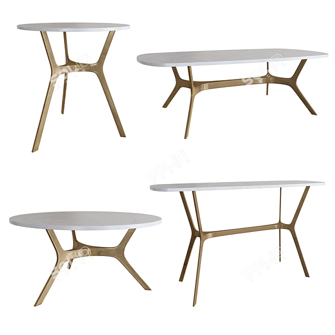 Elegant Elke Marble Side Table 3D model image 2