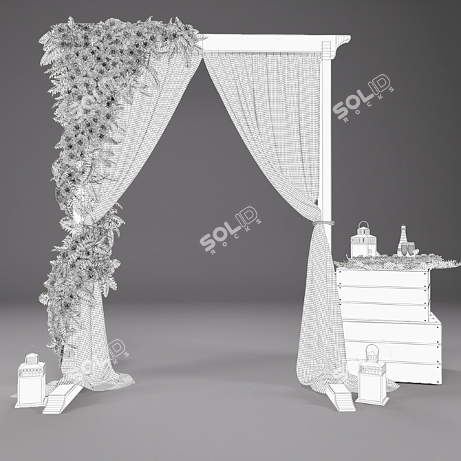 Elegant Wedding Arch with Flowers 3D model image 3