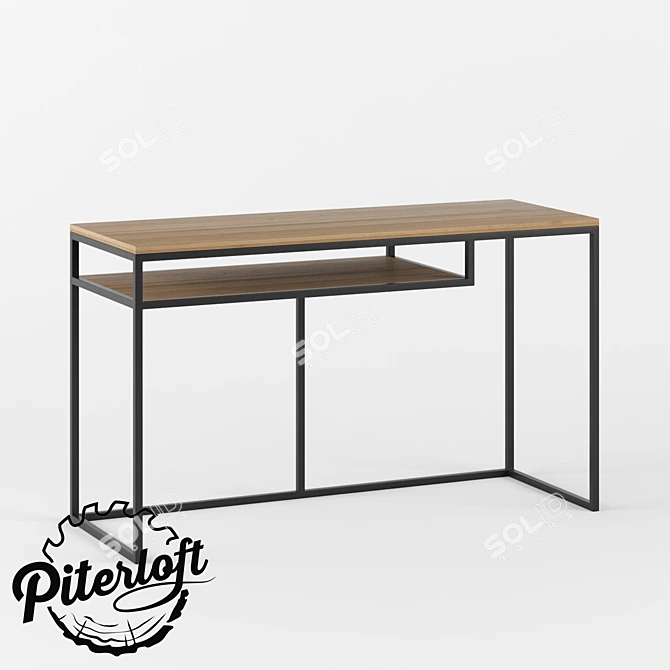 Industrial Wood and Metal Table 3D model image 1