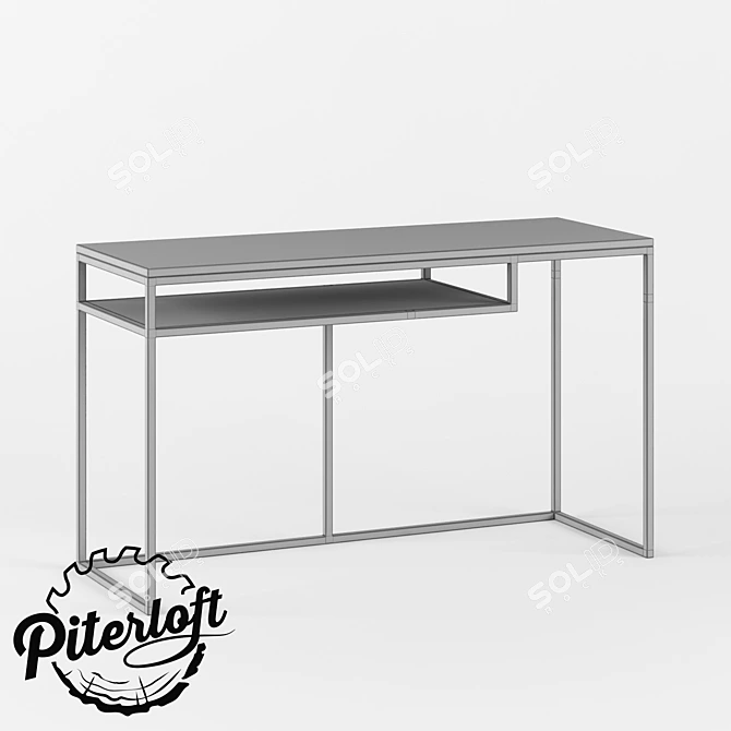 Industrial Wood and Metal Table 3D model image 2