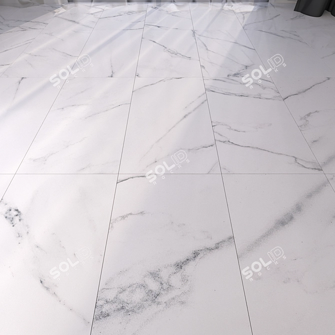 Luxury White Marble Floor Tiles 3D model image 1