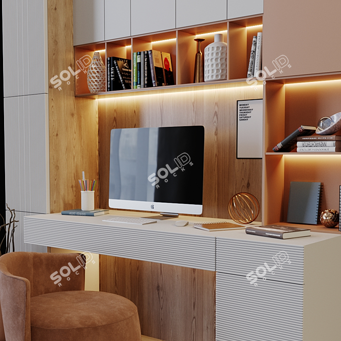 Title: Modular Workplace Unit 3D model image 2