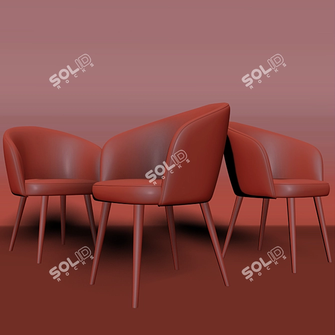 Modern Wooden Leg Armchair 3D model image 3