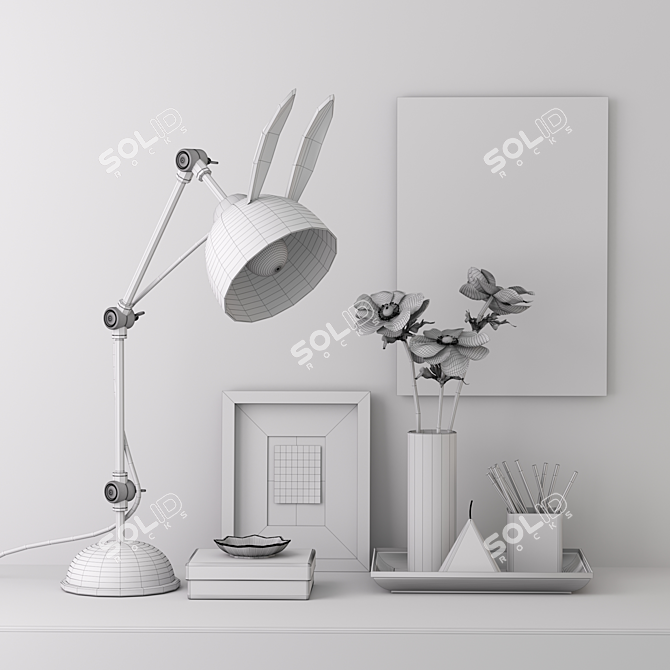 Elegant Monochrome Decor Set 3D model image 3