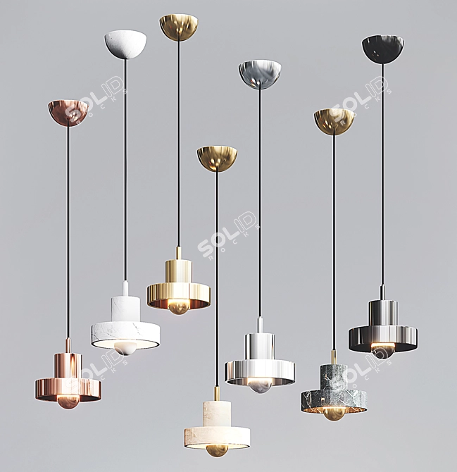 Elegant Chrome Pendant Light 3D model image 1