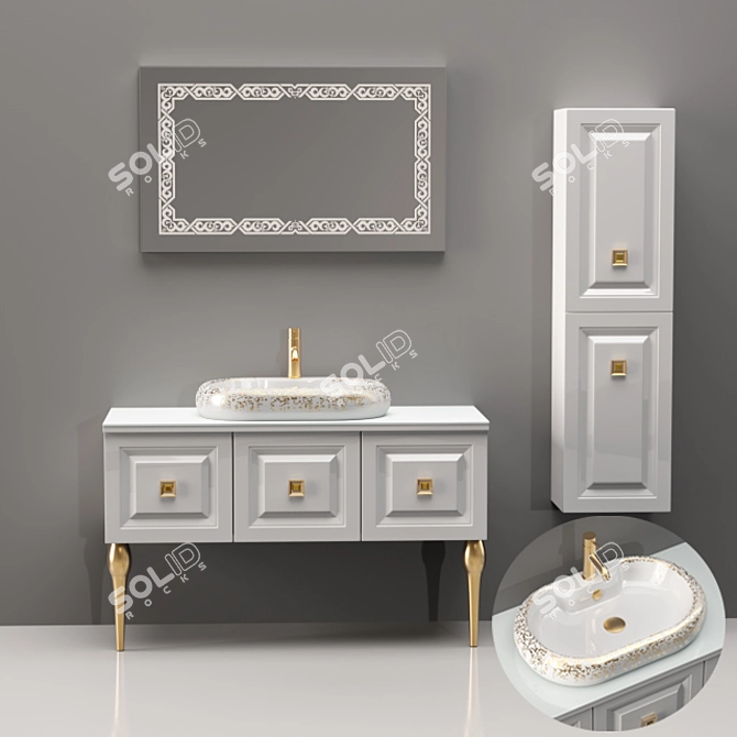 Compact Bathroom Storage Solution 3D model image 1