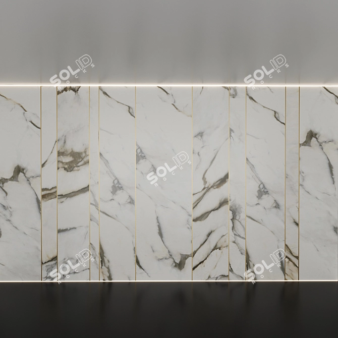 Luxury Marble Walls with Golden Accents 3D model image 1