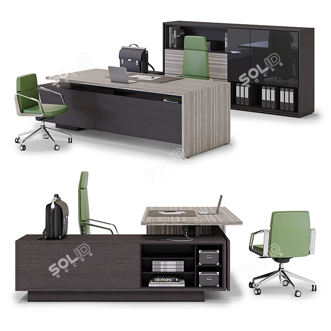 Premium LAS Elite Executive Desk 3D model image 2
