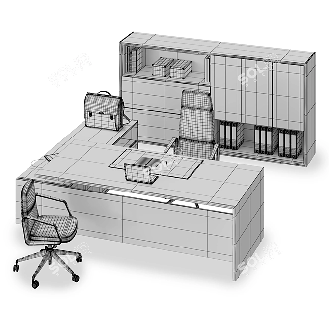 Premium LAS Elite Executive Desk 3D model image 3