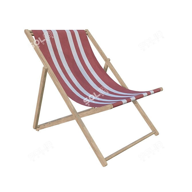 Beach Oasis: Lounger & Umbrella 3D model image 2